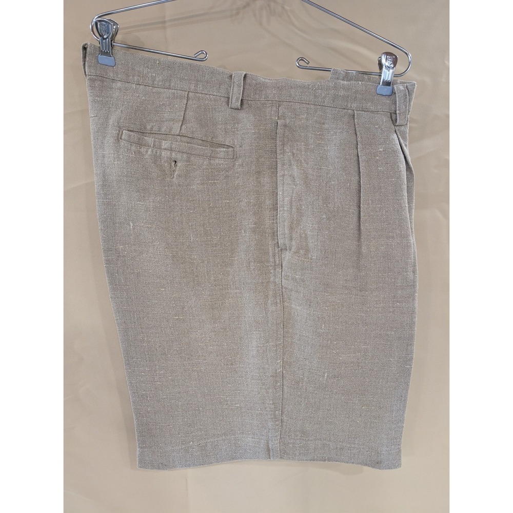 Vintage American Eagle Coarse Weave Men's Linen Pleated Dress‎ Shorts - Size 38
